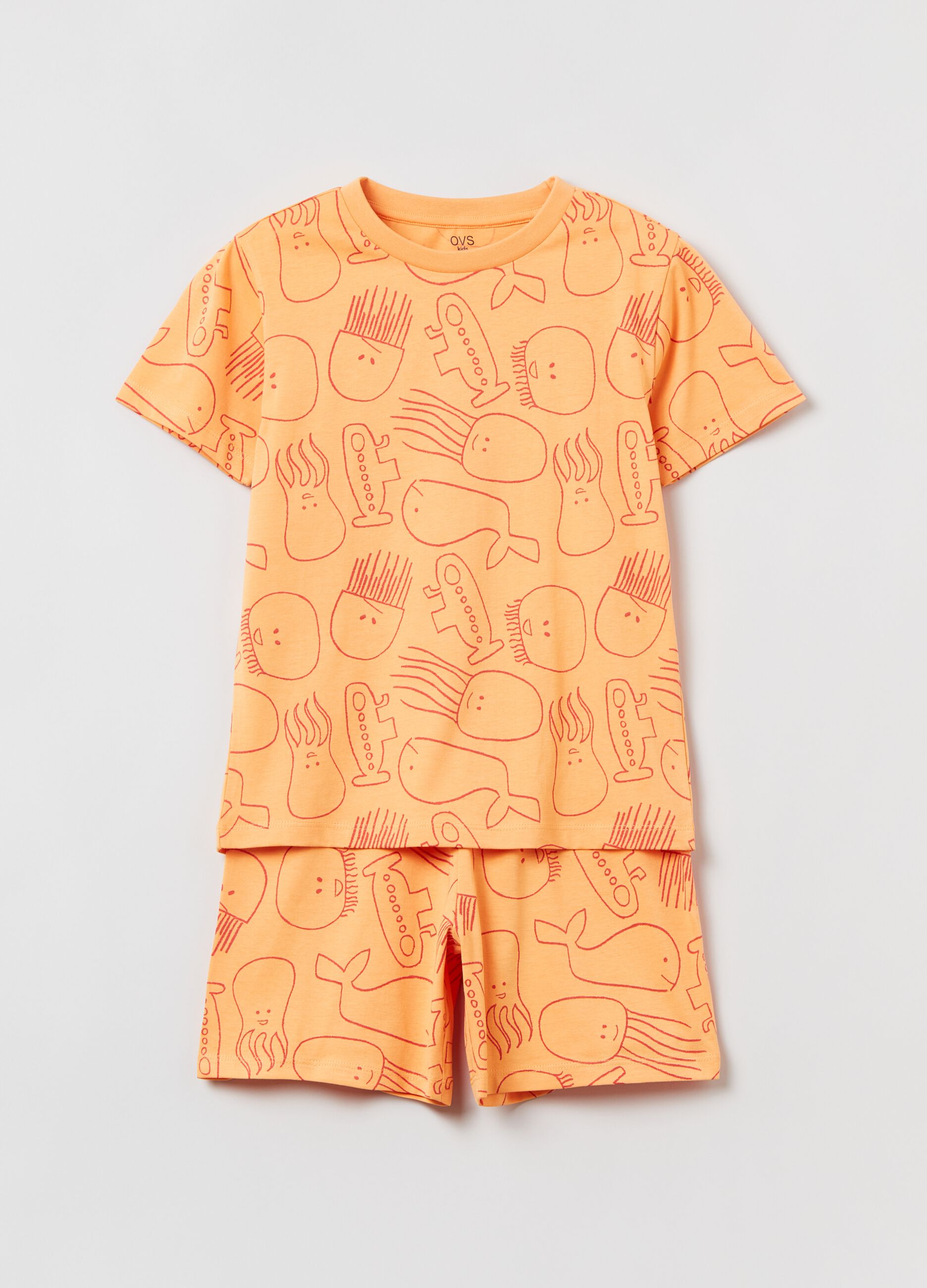 Pijama de algodón estampado animales marinos