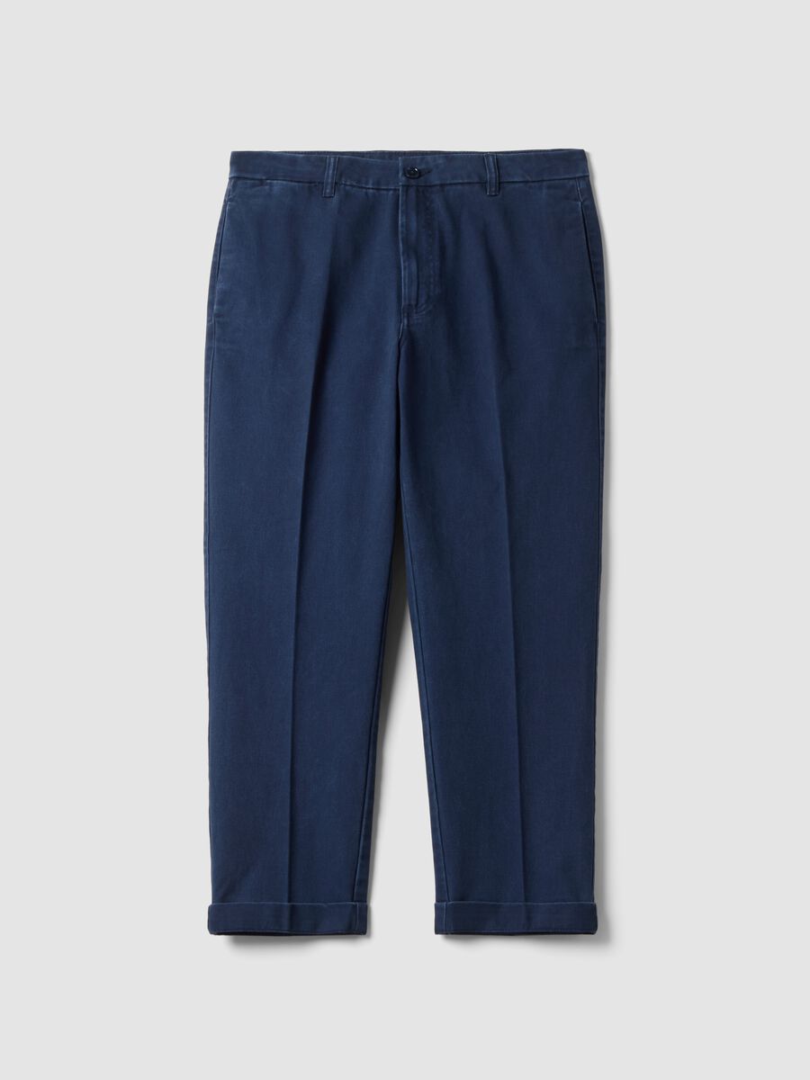 Blue pure cotton carrot-fit chino trousers_0