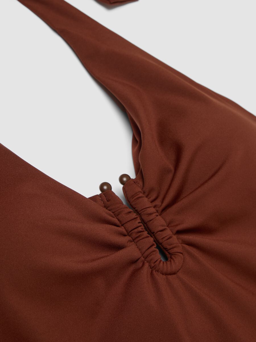 Brown stretch halterneck swimsuit_1