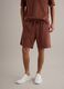 Brown cotton-blend Bermuda shorts with elasticated waist_1