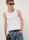 White fitted ribbed stretch-cotton tank top_0