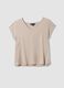 T-shirt beige en pure viscose &agrave; col V, coupe regular_4