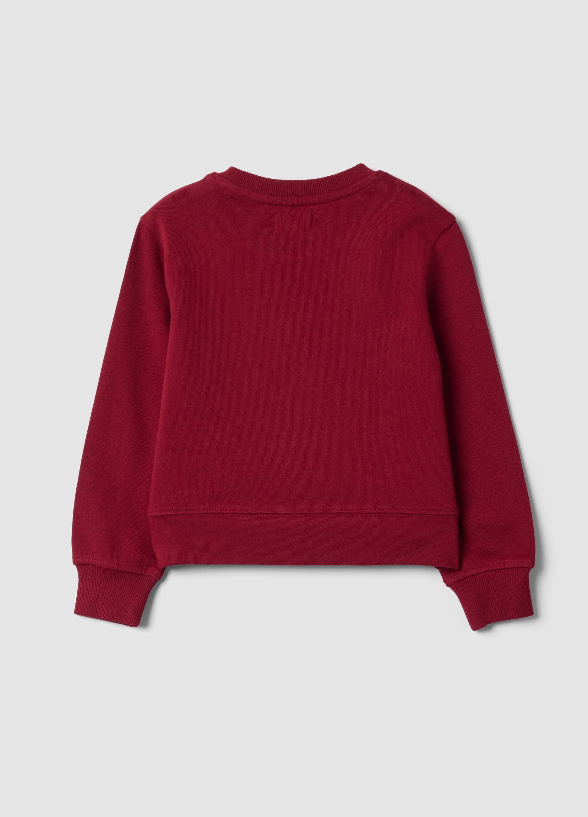 Pink pure cotton crew-neck sweatshirt with bow for girls