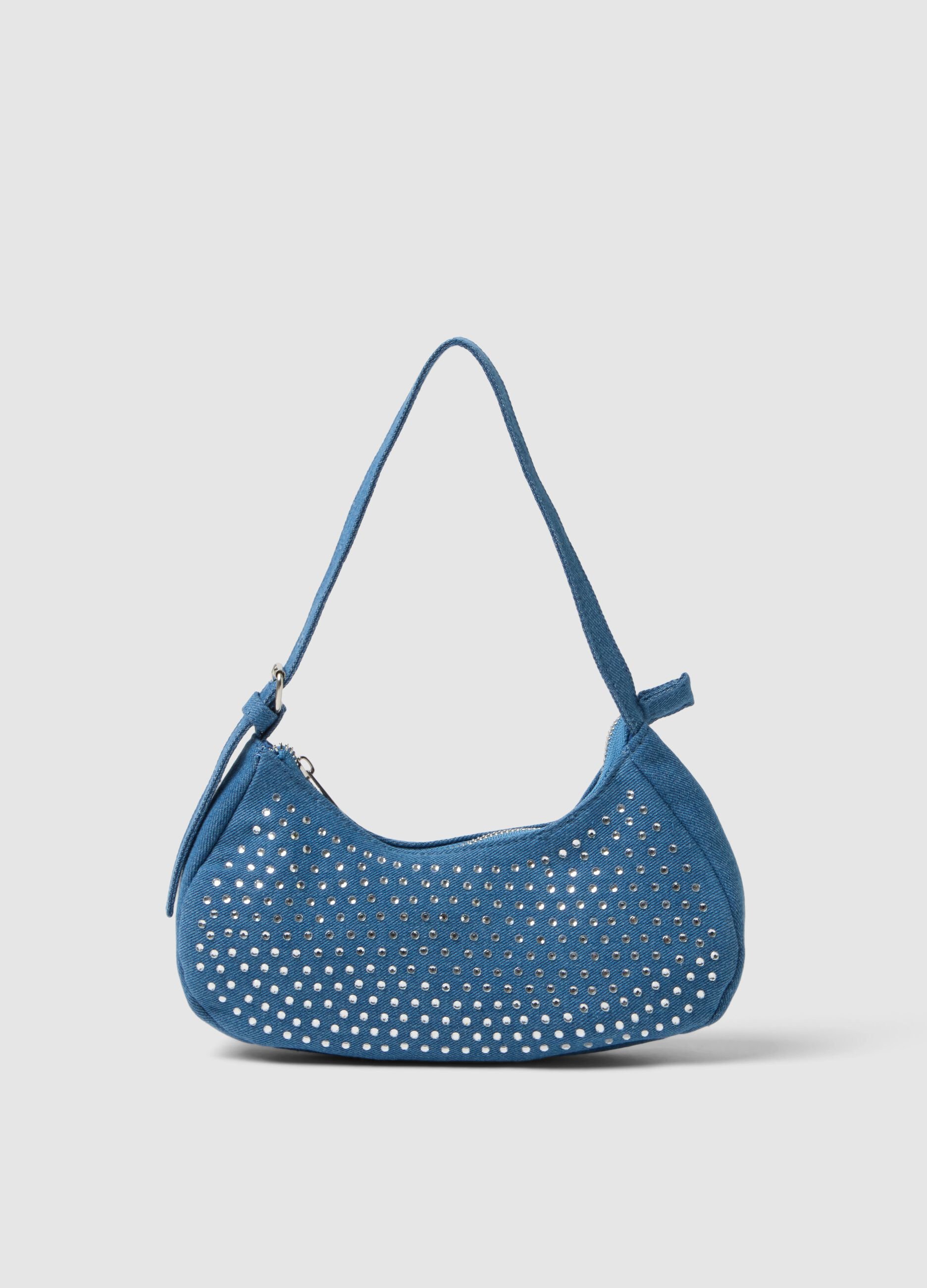 Blue cotton girl's bag with studs