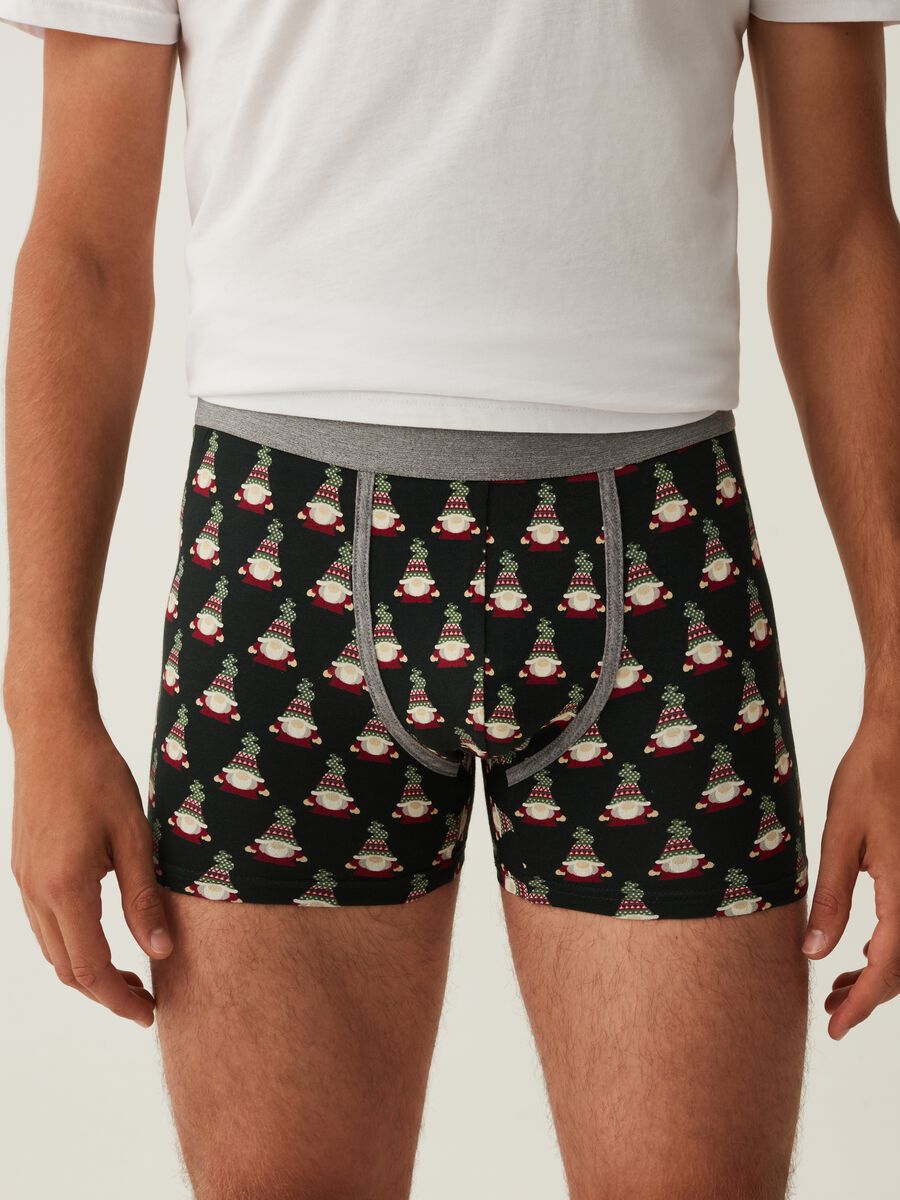 Three-pack midi boxer shorts with Christmas gnome print._1