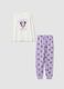 Pijama branco e roxo em puro algod&atilde;o org&acirc;nico com padr&atilde;o da Minnie_0