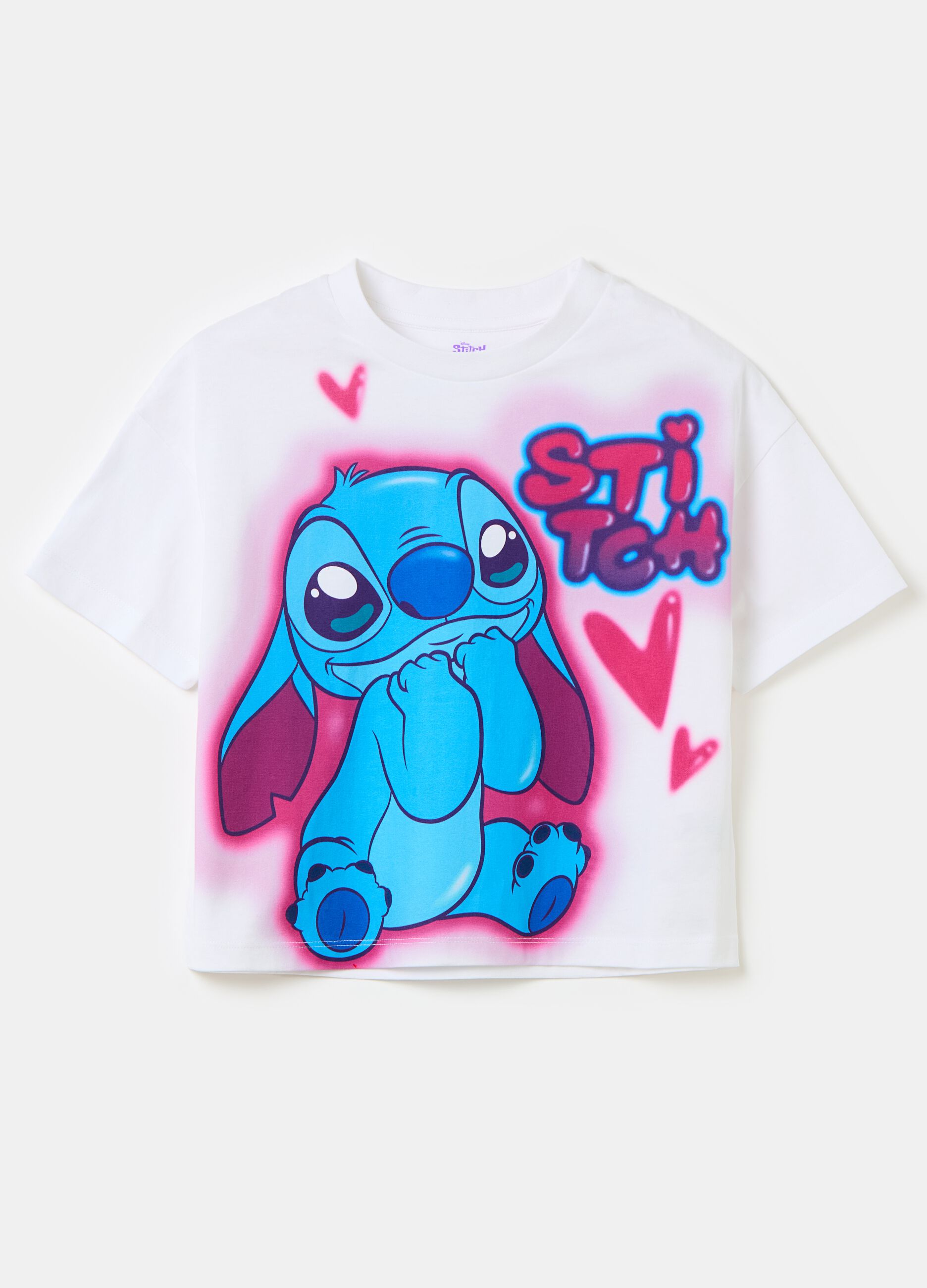 Camiseta de algodón con estampado Stitch