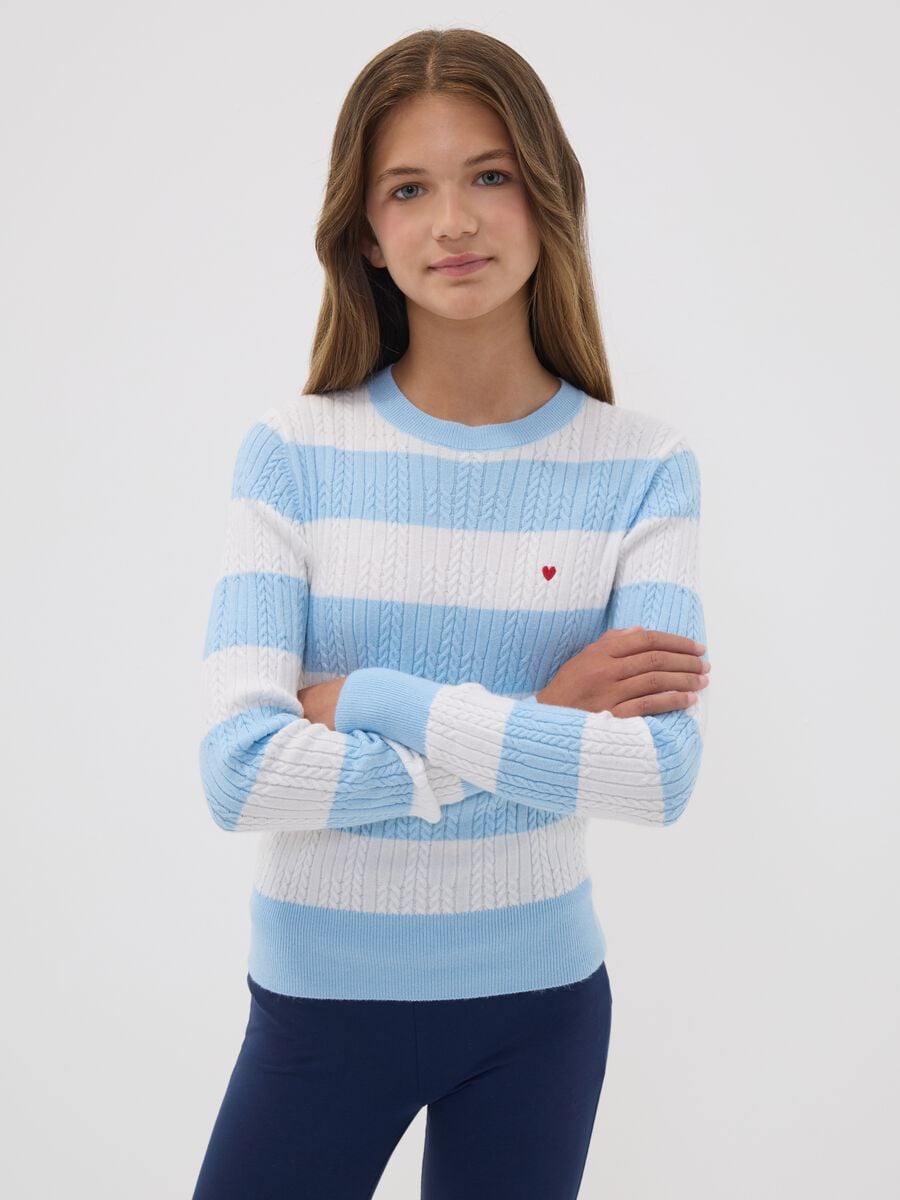 Multicolour striped viscose-blend boat-neck jumper for girls_1