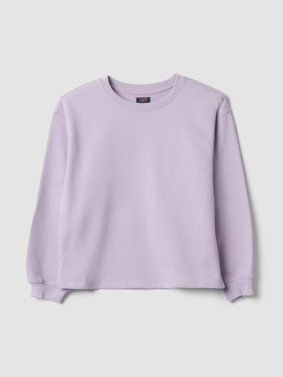 Violetter Sweatshirt aus reiner Bio-Baumwolle mit Rippkragen_0