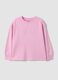 Pink pure cotton crew-neck sweatshirt with heart print for girls_0