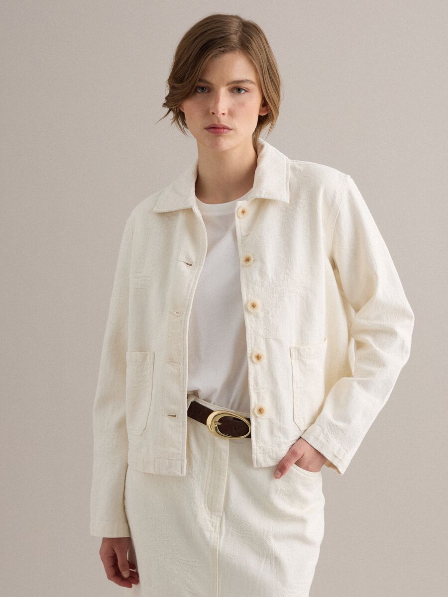 White pure cotton blazer, regular fit_1