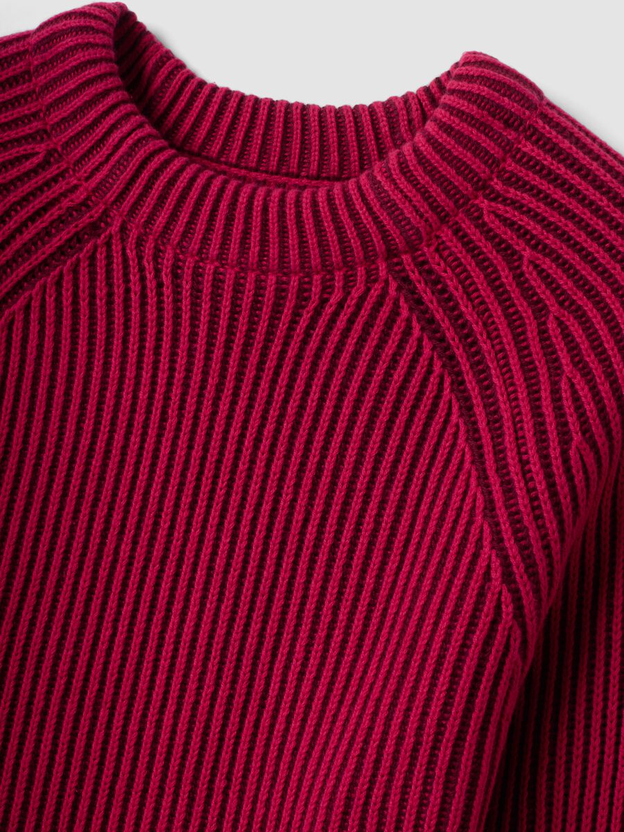 Mehrfarbiger Rippstrick-Pullover aus reiner Baumwolle mit Rundhals, Regular Fit_1