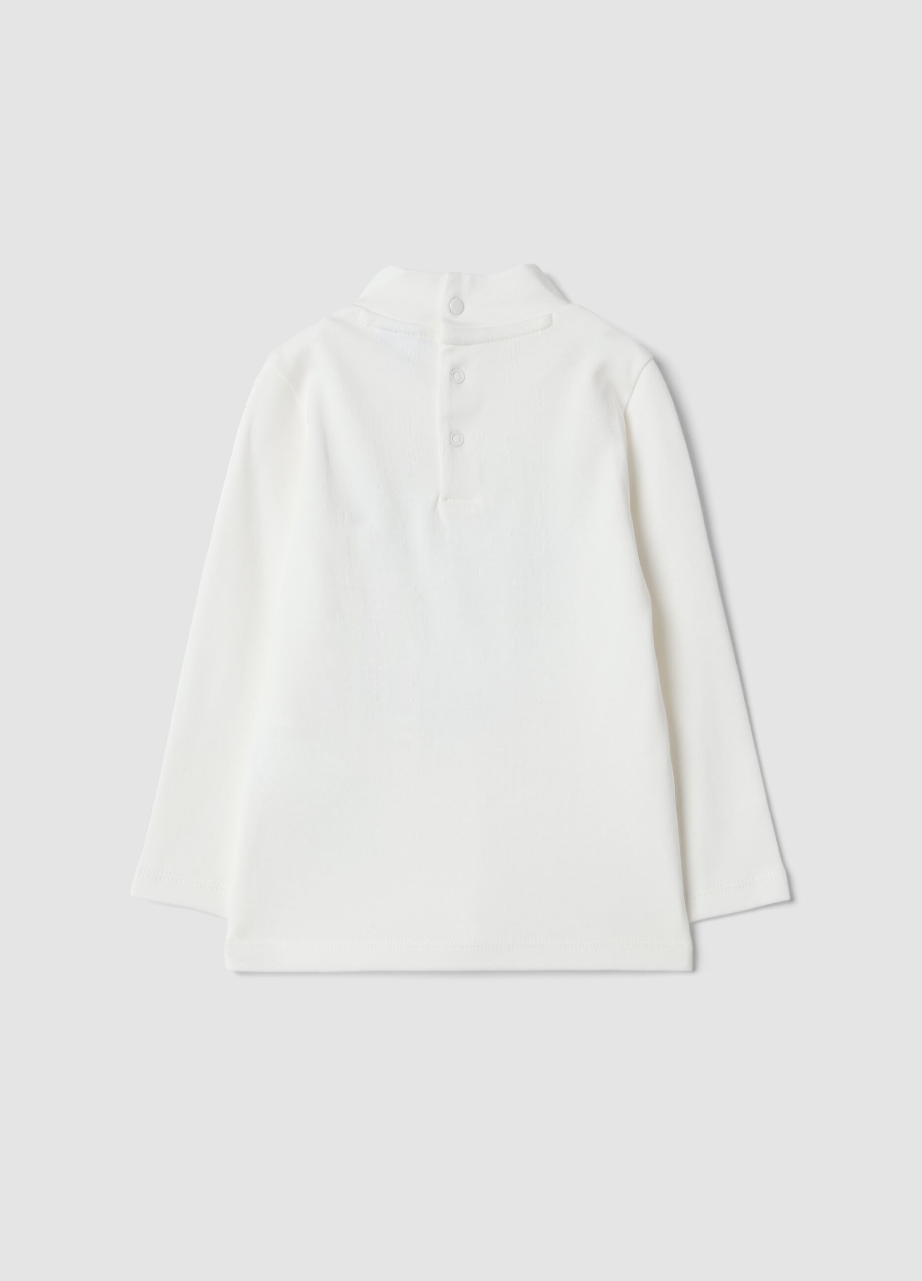 White pure organic cotton T-shirt with high neck