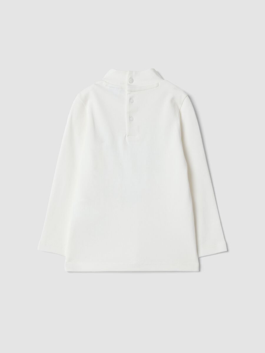 White pure organic cotton T-shirt with high neck_1