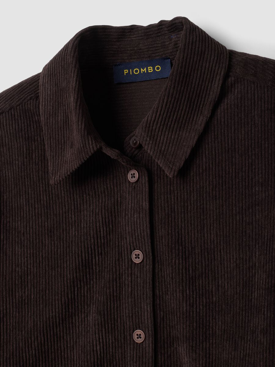 Brown ribbed regular-fit shacket_5