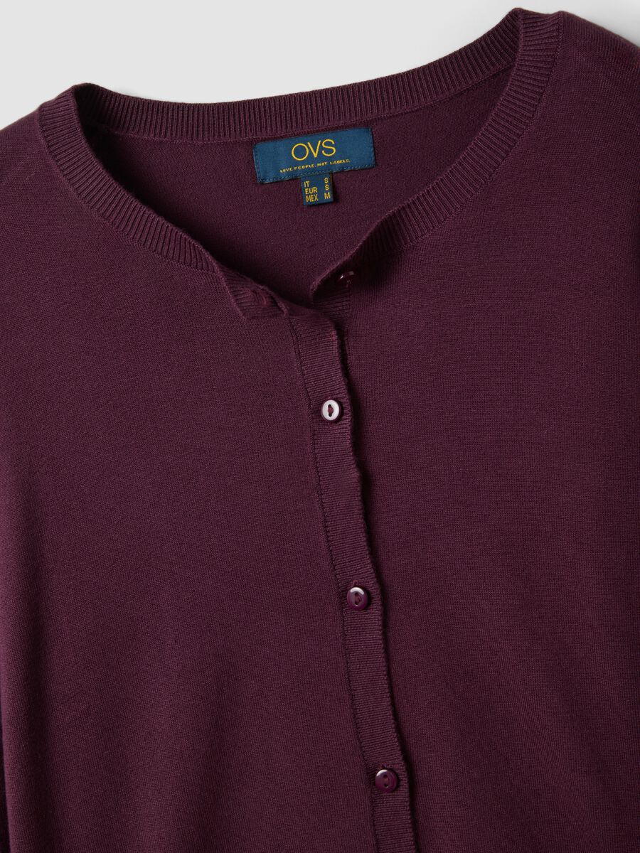 Purple viscose-blend crew-neck cardigan, regular fit_5