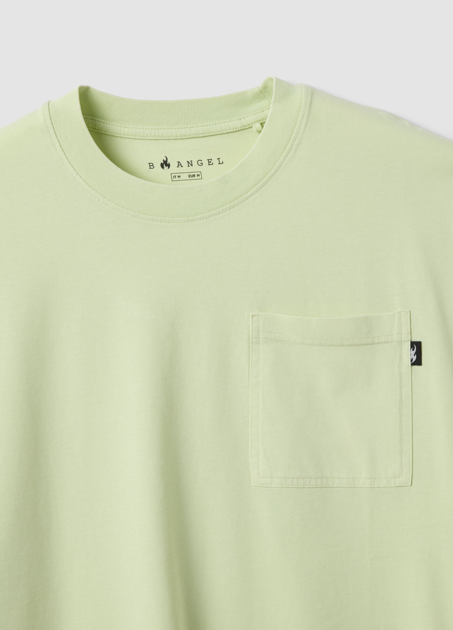 Green pure cotton T-shirt with chest pocket