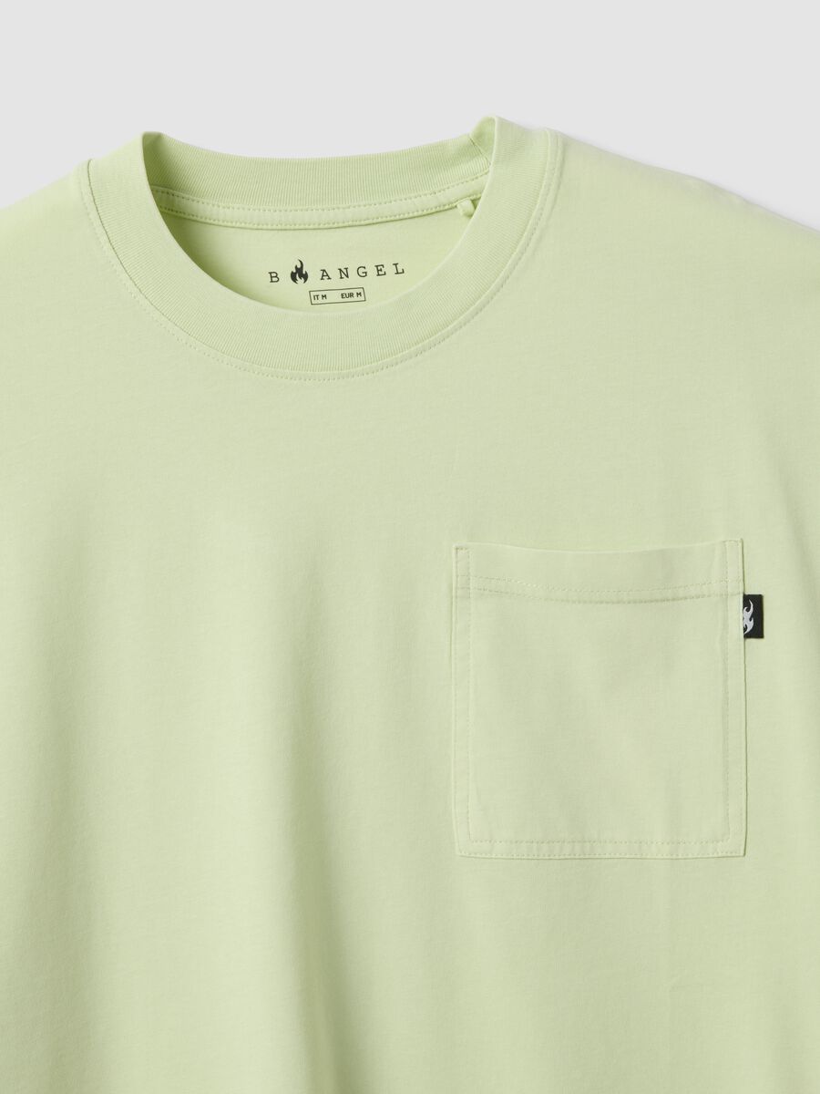 Green pure cotton T-shirt with chest pocket_1