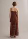 Vestido comprido castanho em crochet com decote em V, corte regular_3