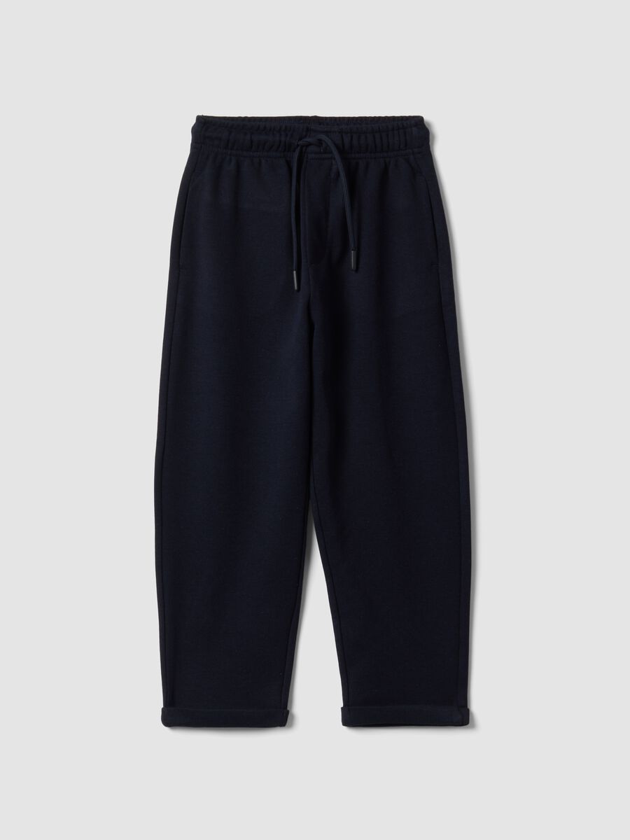 Pantaloni blu in viscosa e lyocell elasticizzato regular fit per bambino_0