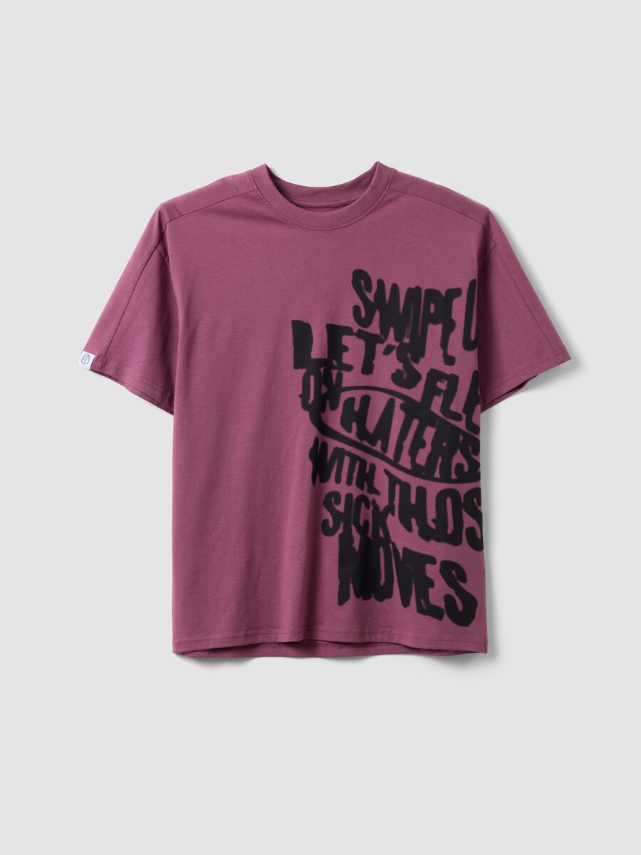Purple pure cotton boys&rsquo; oversized T-shirt with print_0