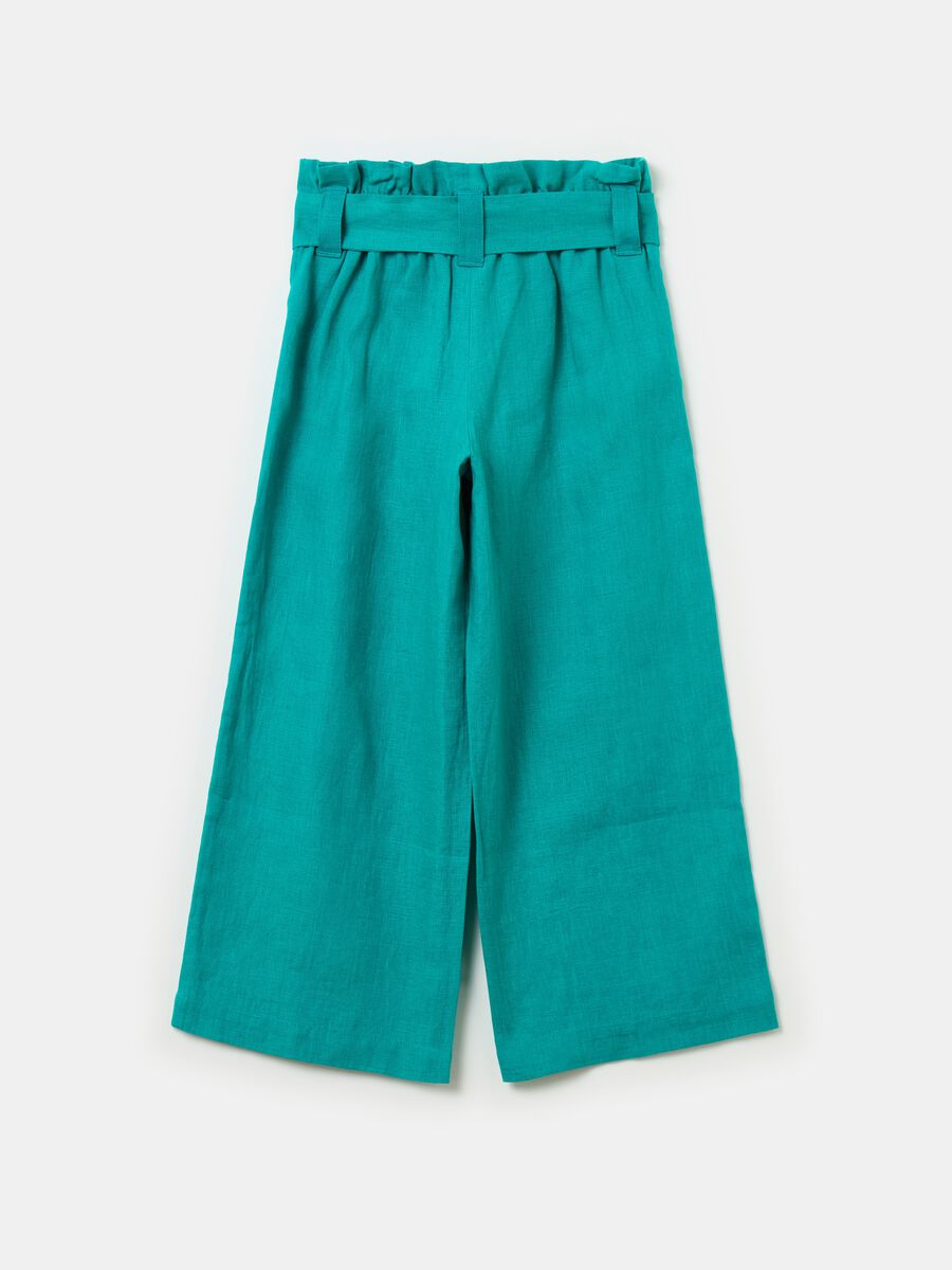 Wide-leg trousers in linen with belt_1