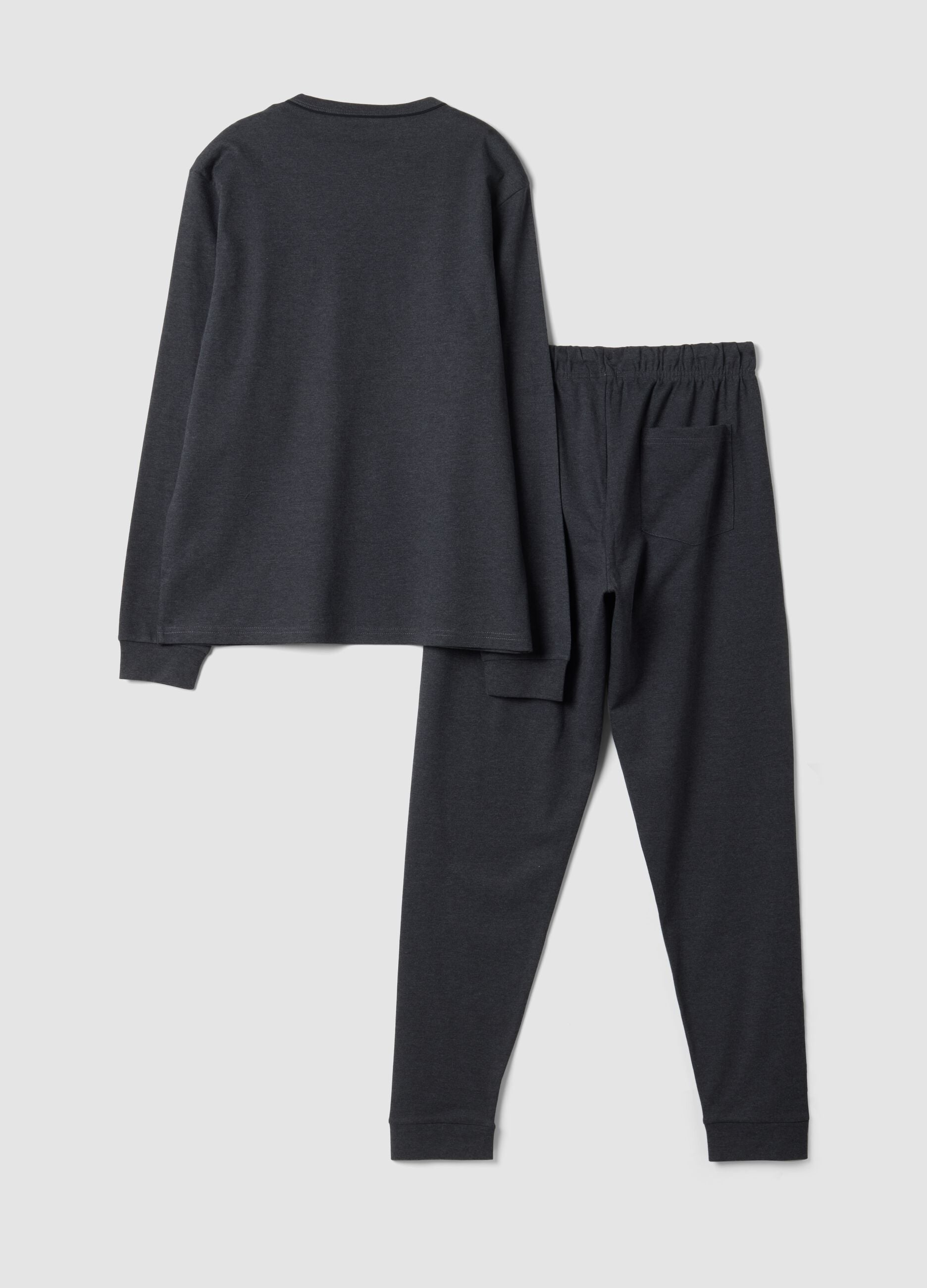 Grey organic cotton crew-neck pyjamas