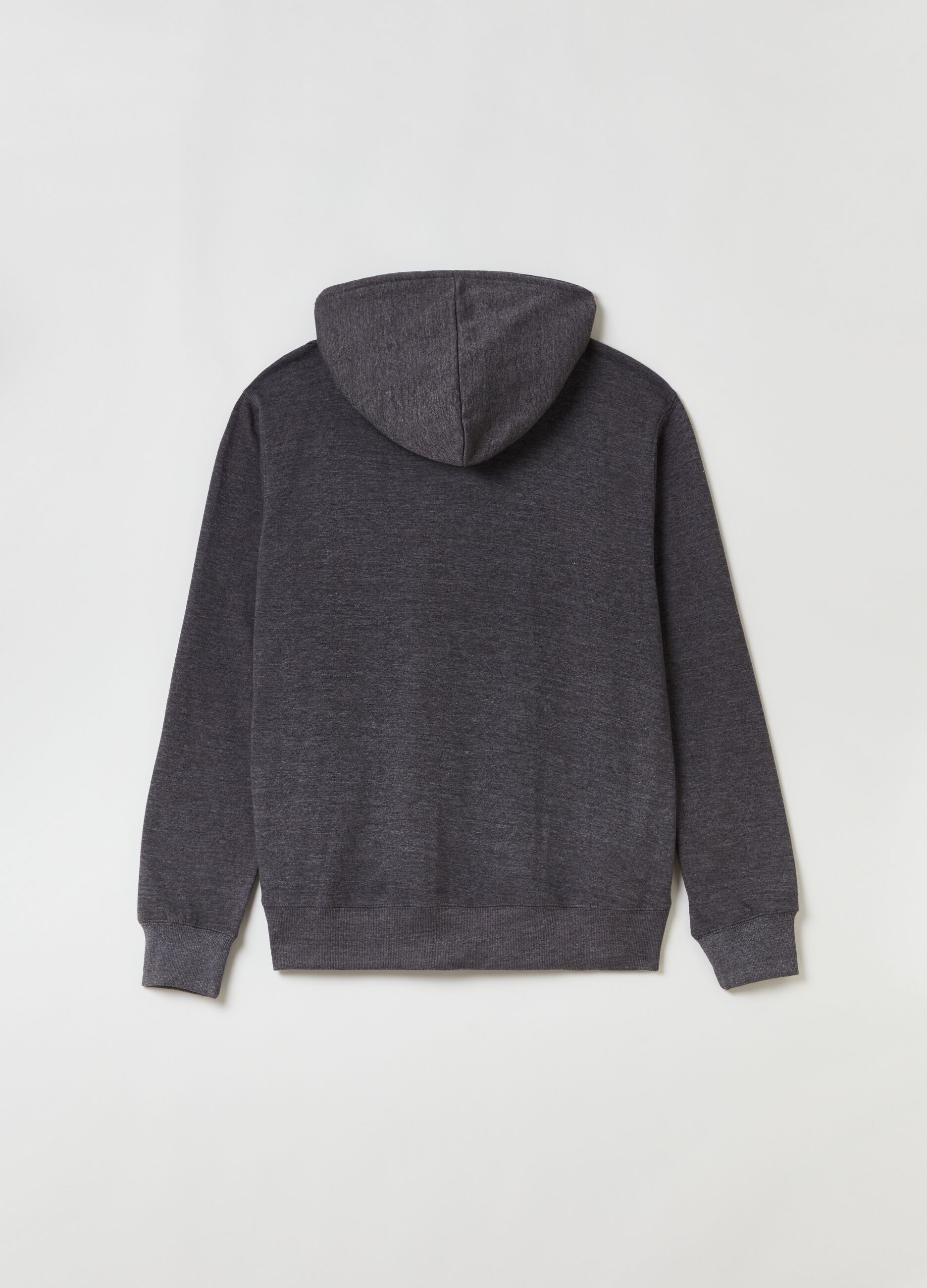 Mélange fleece full-zip top with hood