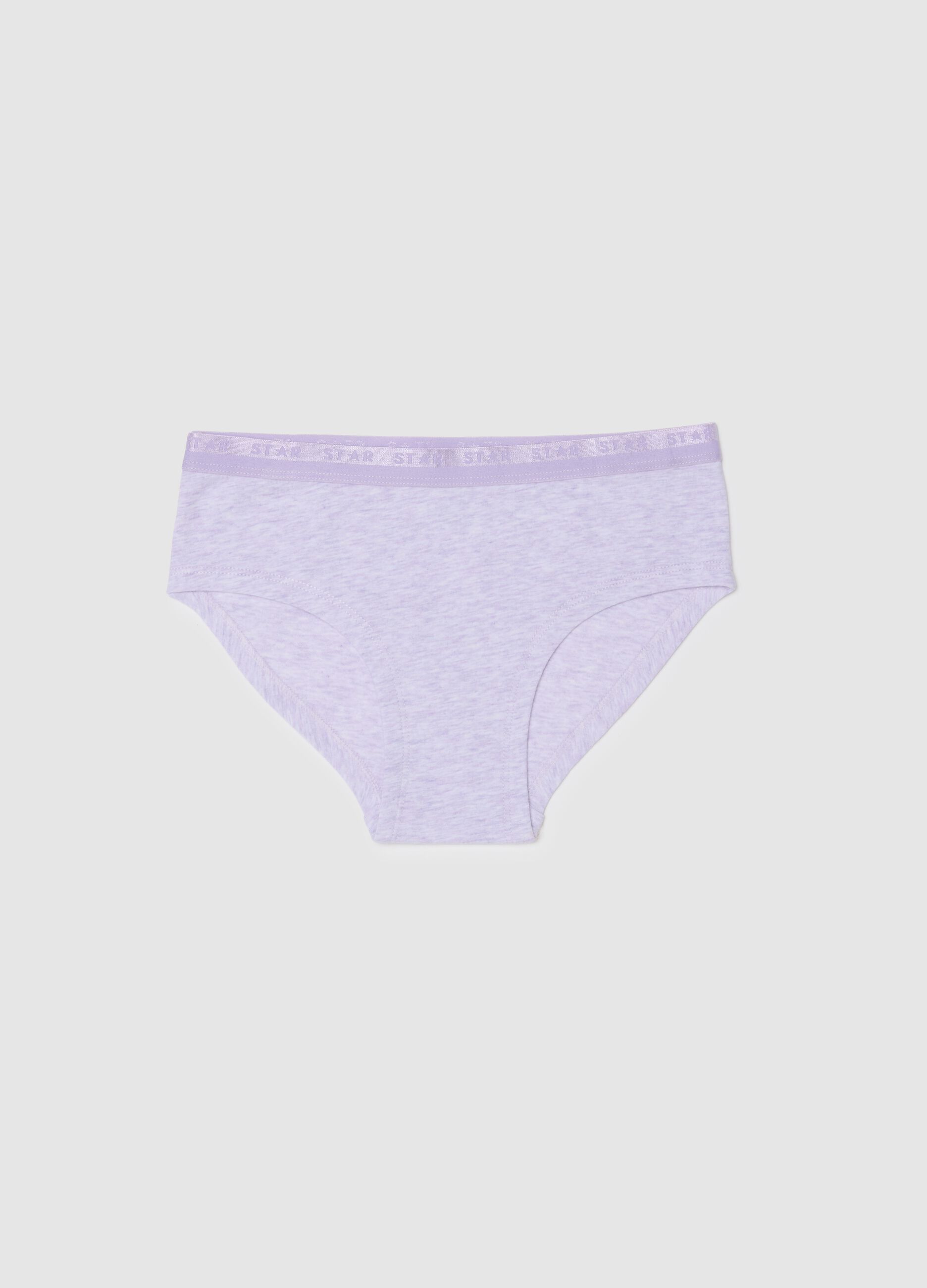 Purple stretch cotton briefs for girls, regular fit