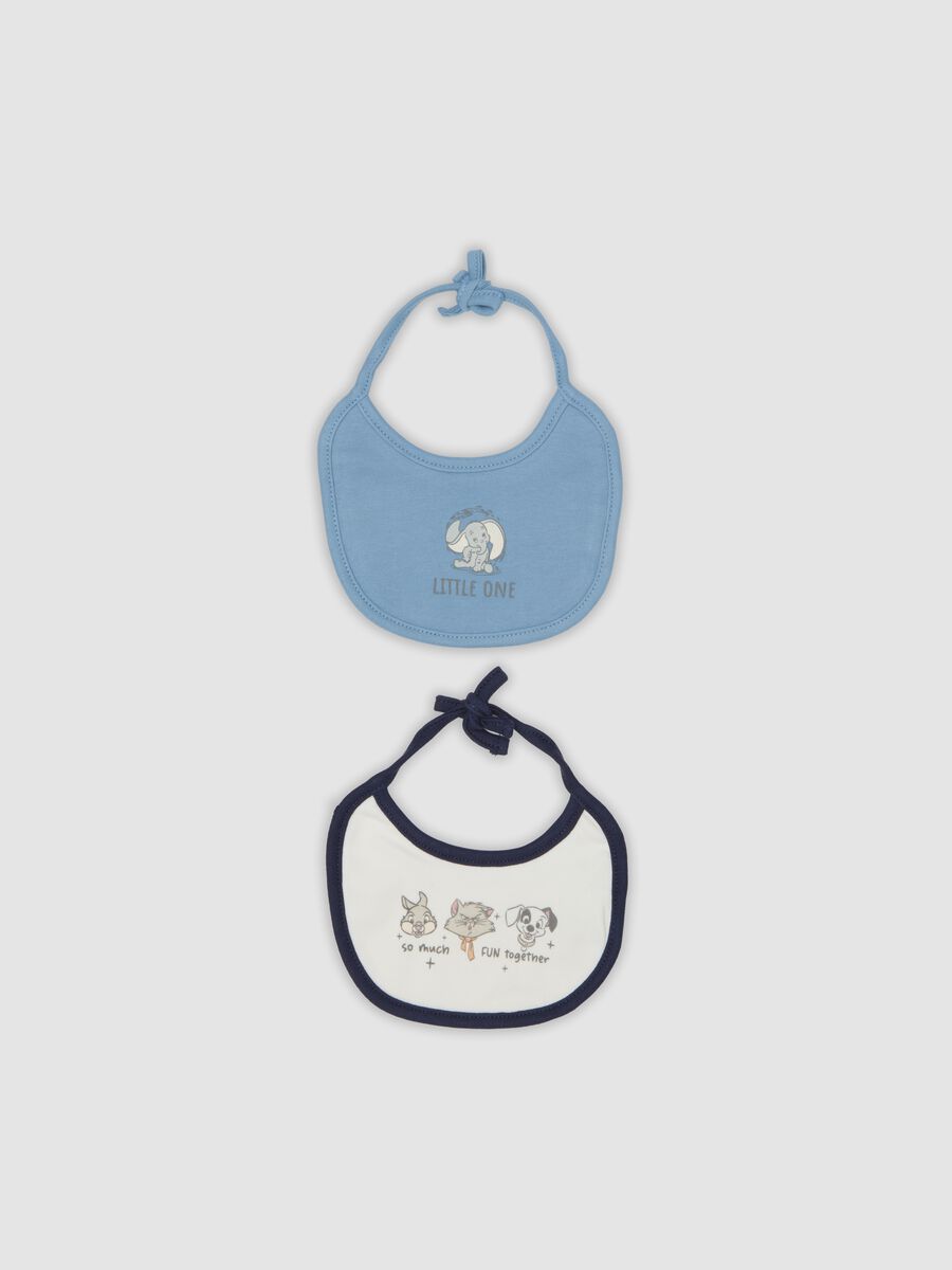 Bipack di bavaglini azzurri e bianchi in puro cotone organico con stampa Disney_0