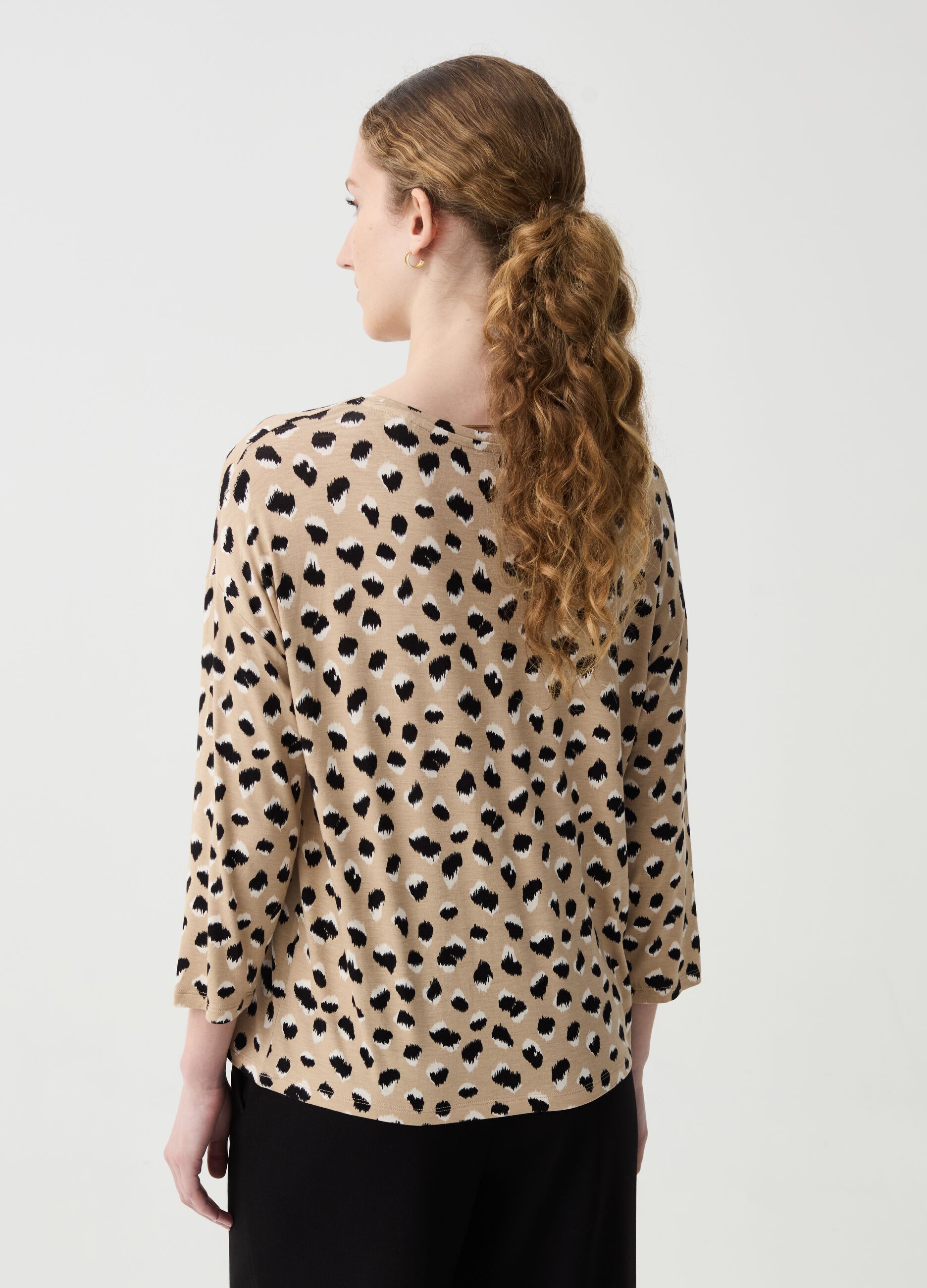 Viscose T-shirt with spotted print