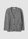 Cardigan grigio in tessuto elasticizzato con scollo profondo a V_4