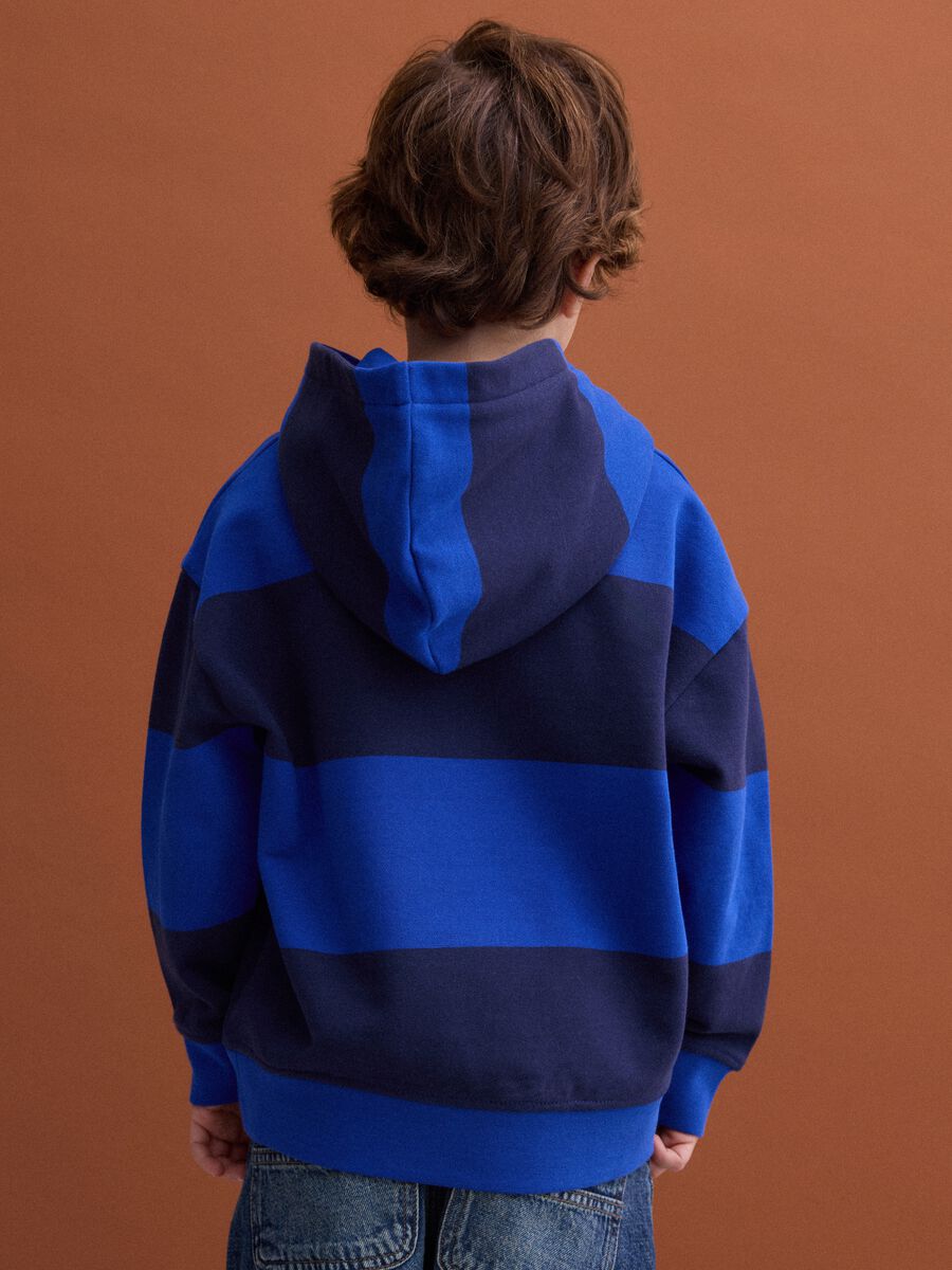 Navyblaue Hoodie aus reiner Baumwolle mit Streifen im Oversized-Fit_2
