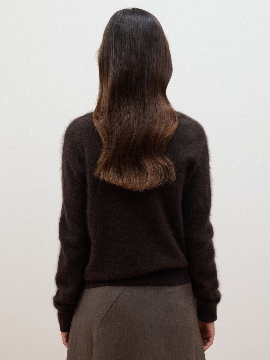 Maglia girocollo marrone in misto lana e cashmere over fit_3