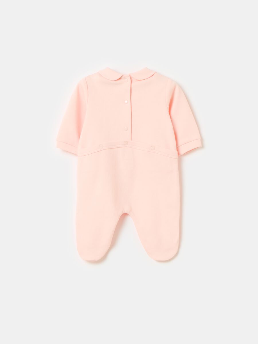 Organic cotton onesie with feet and embroidery_1