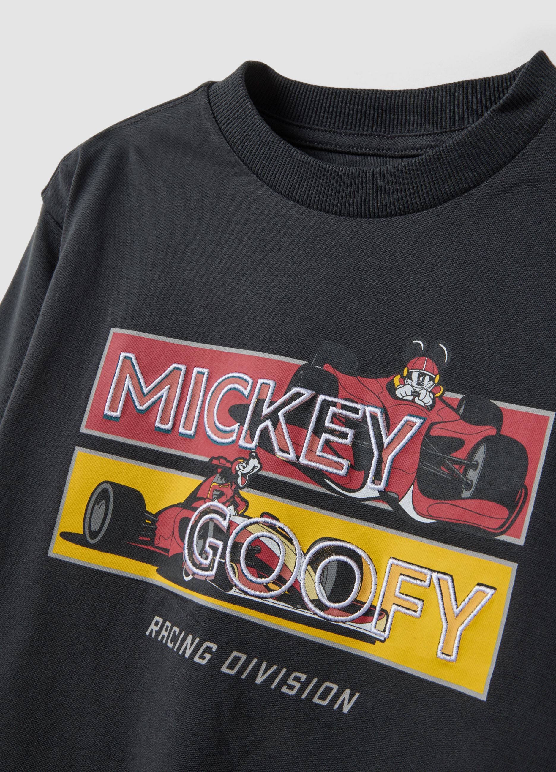 Black pure cotton crew-neck Mickey print T-shirt for boys