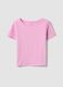 Pink pure cotton T-shirt with crew neck_0