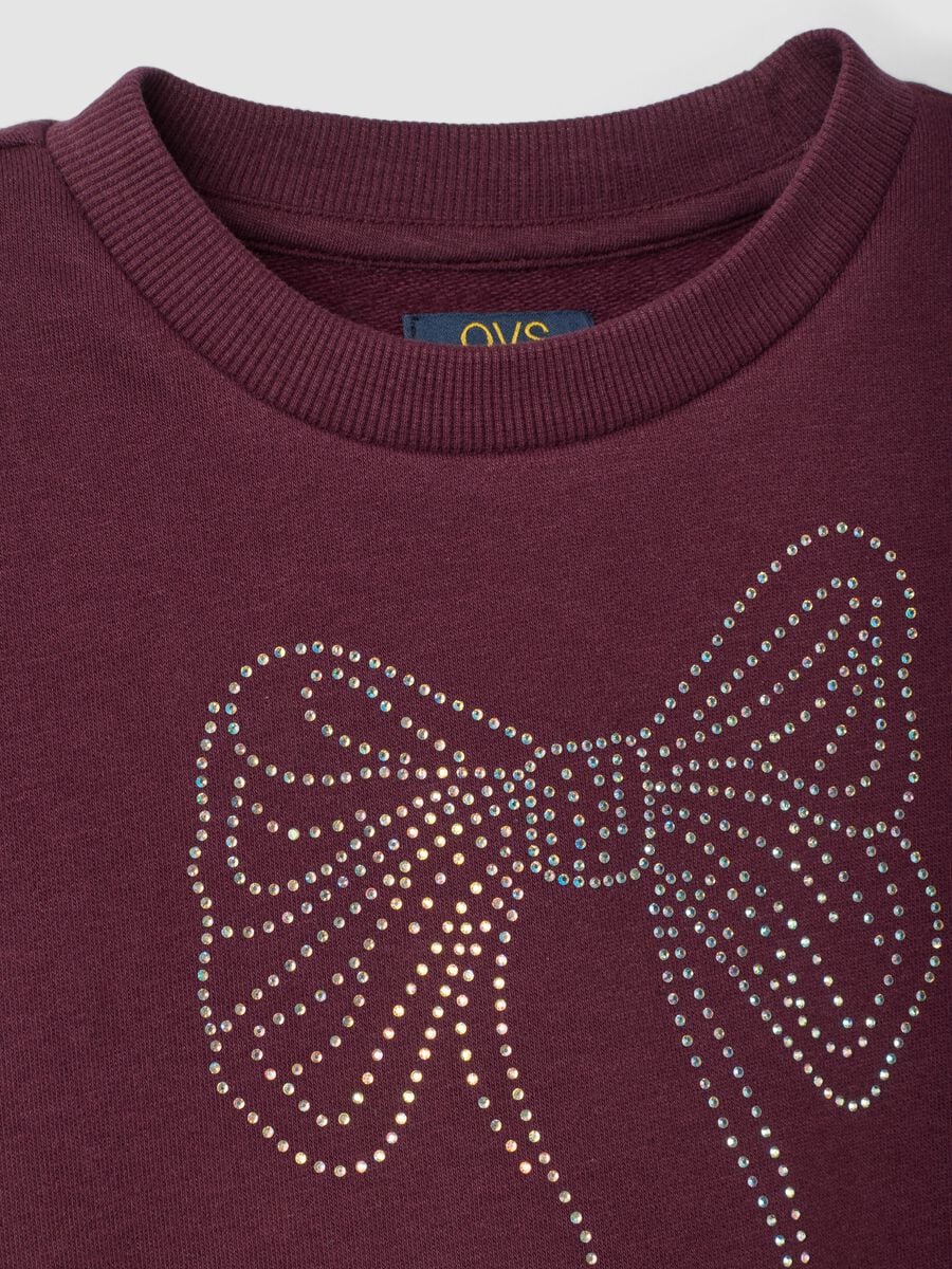 Lila Sweatshirt aus Baumwollmix mit Rundhalsausschnitt und Schleife_2