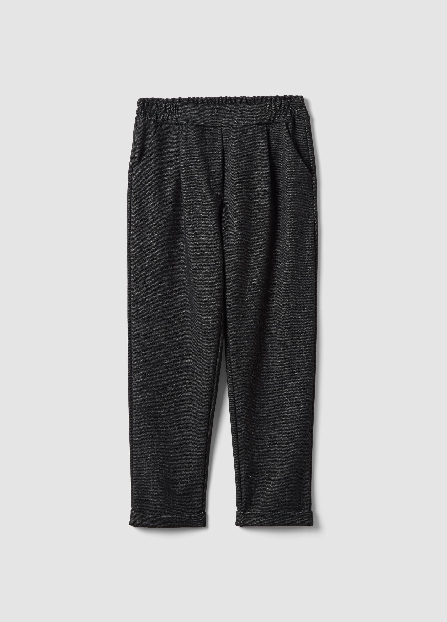Grey regular-fit formal trousers in stretch viscose