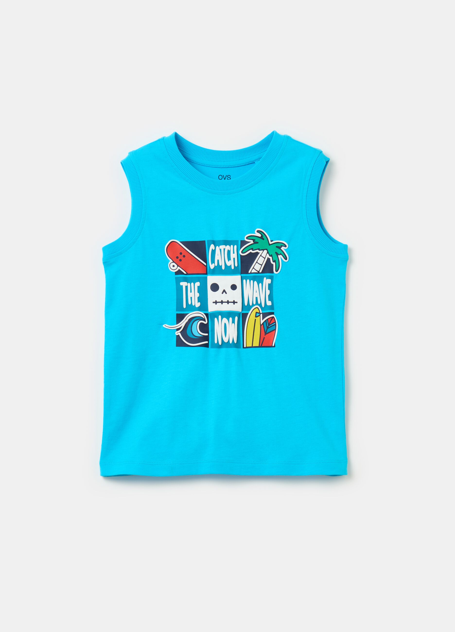 Tank top with tropical surf print