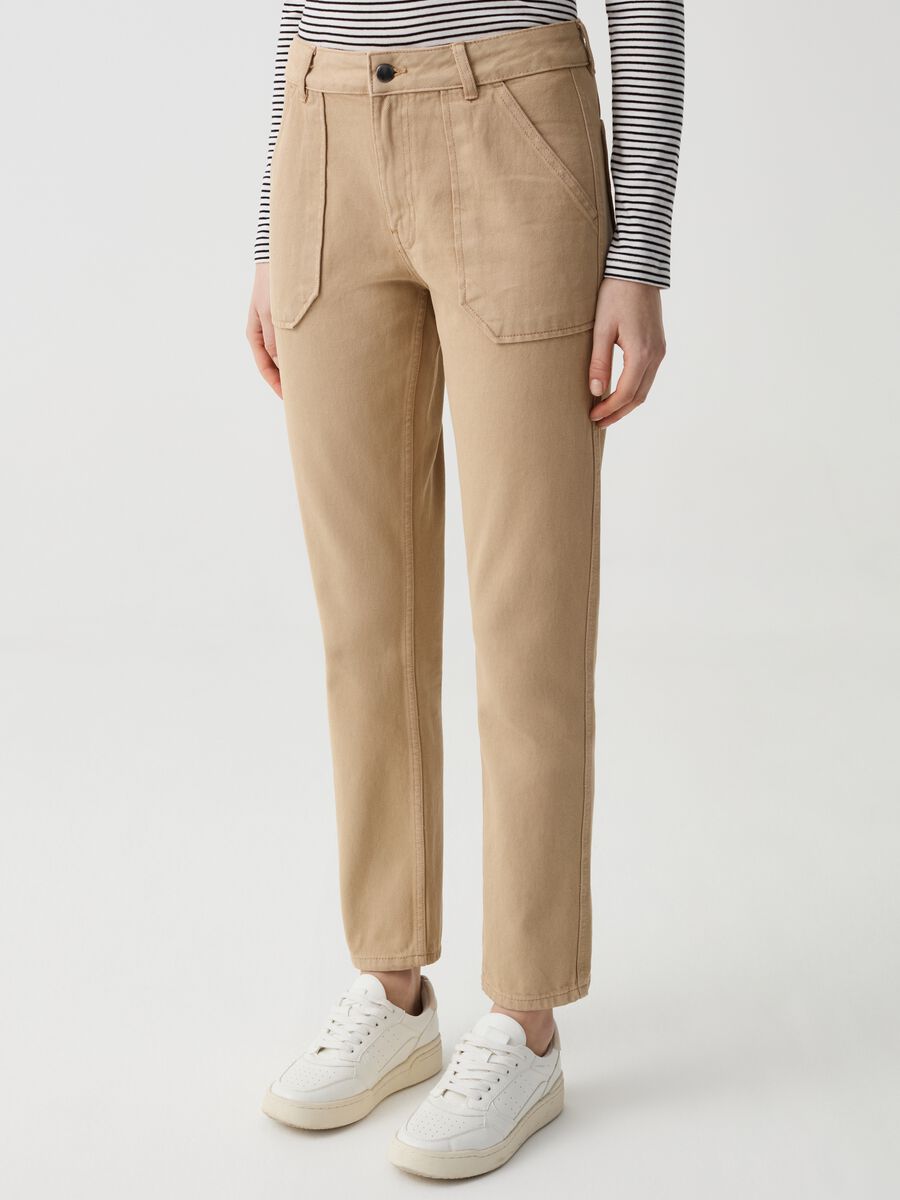 Pantaloni straight fit in cotone_1