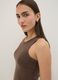 Braunes, figurbetontes Tanktop aus geripptem Stretch-Baumwollstoff_0