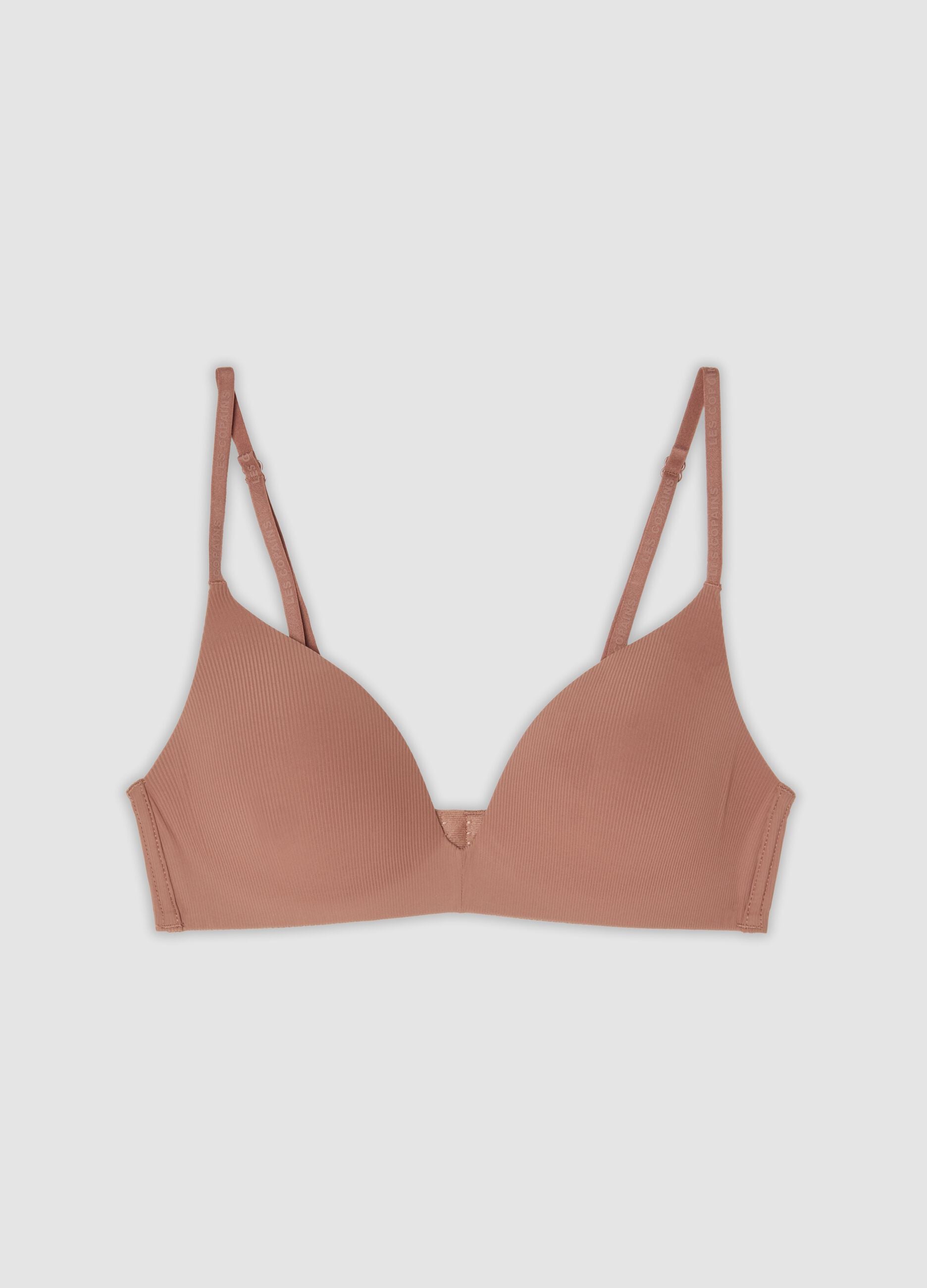 Pink padded stretch microfibre bra