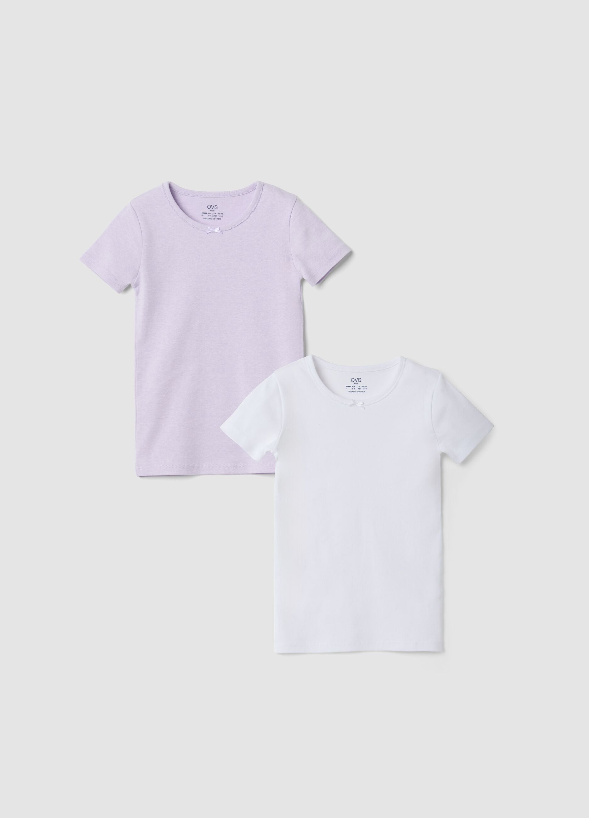 Bipack t-shirt viola in puro cotone organico girocollo