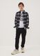 Black stretch-cotton denim joggers with elasticated waistband for boys_1