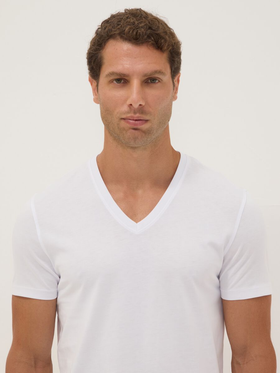 White pure Supima cotton V-neck T-shirt, regular fit_1