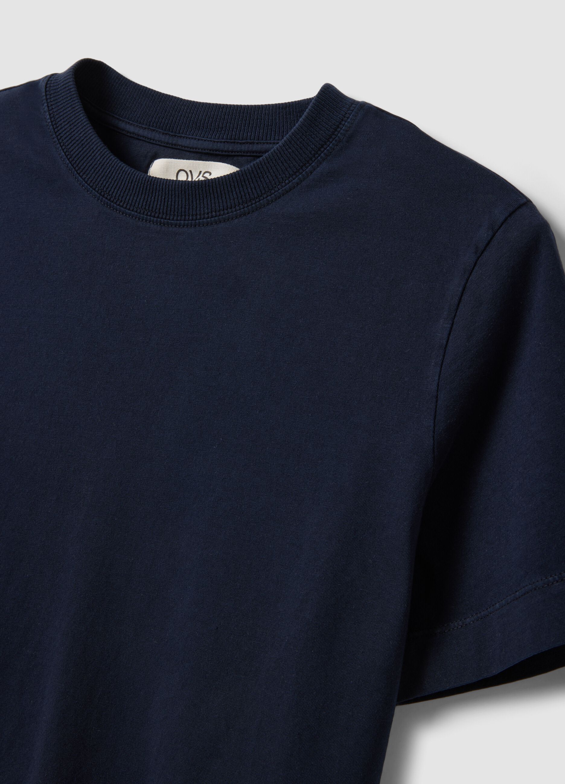 Blaues Kurzarm-T-Shirt aus reiner Baumwolle in Regular Fit