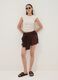 Braune Shorts aus Viskose-Leinen-Mix mit elastischem Bund, Regular Fit_0