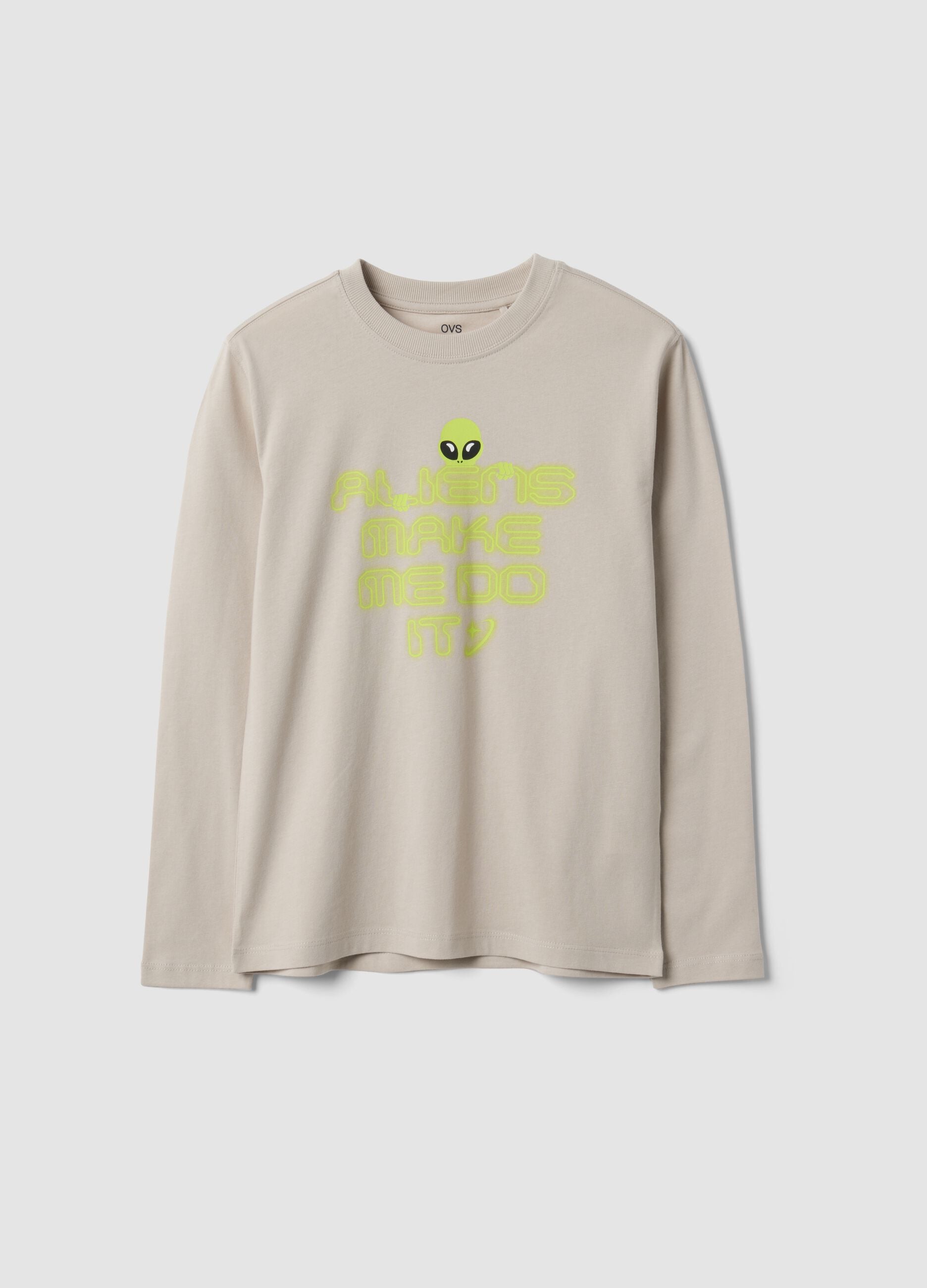 Grey pure organic cotton printed T-shirt for boys
