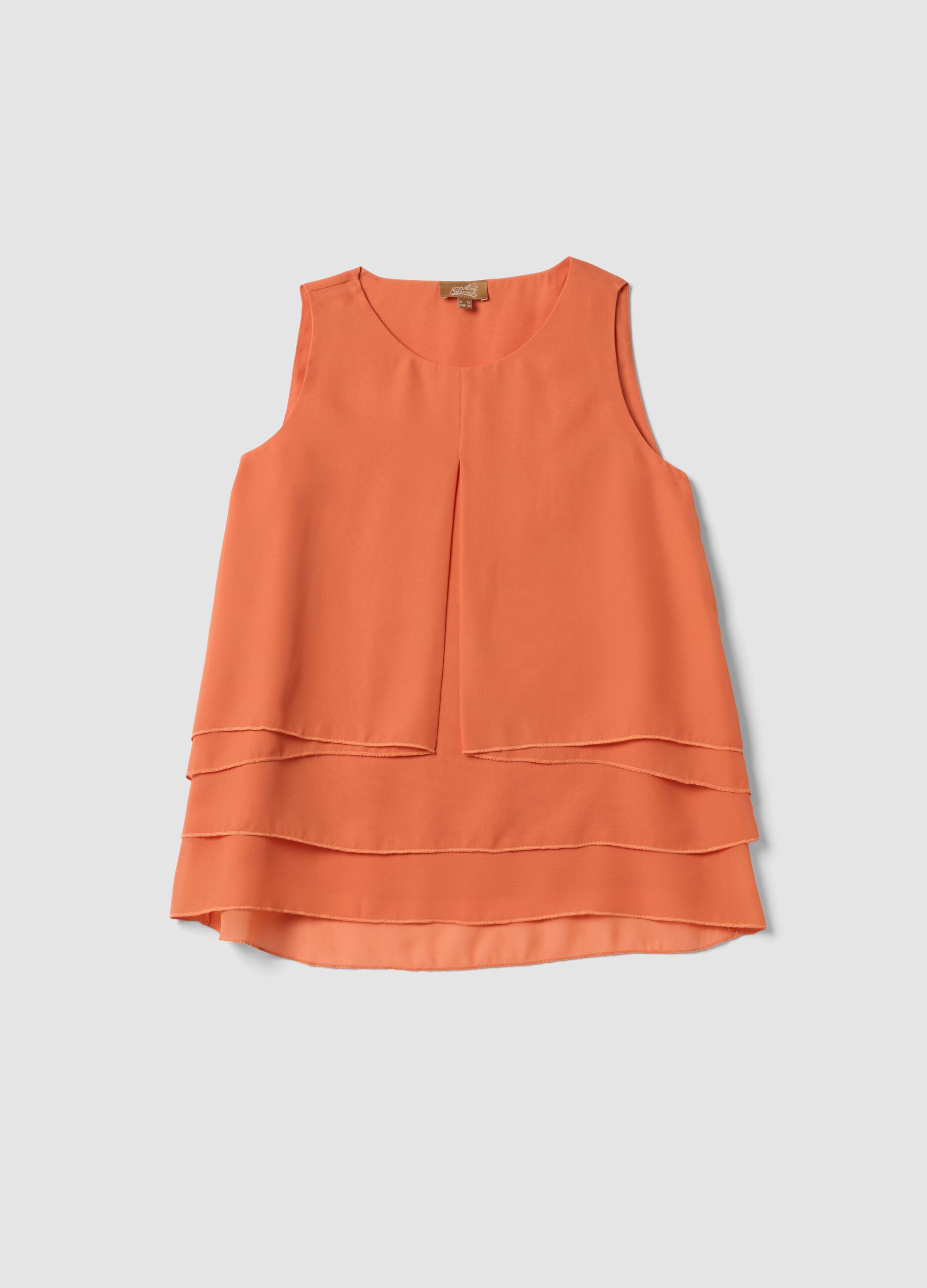 Orange Sleeveless Maternity Blouse